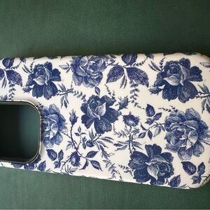 iPhone 14 Pro Floral Blue and White Phone Case